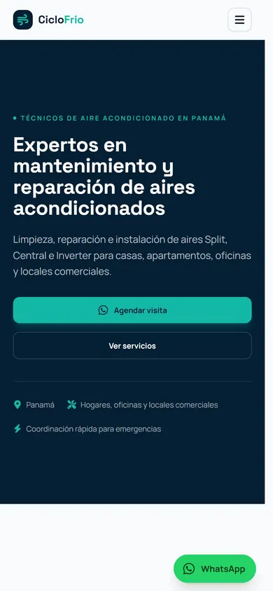 La web de CicloFrio en un celular