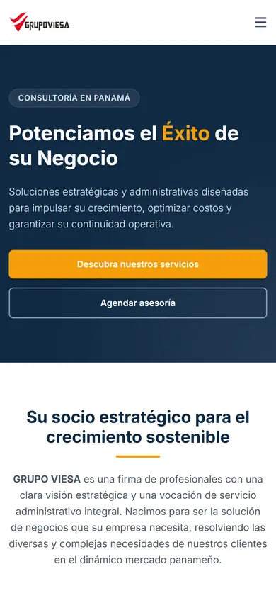 La web de Grupo Viesa en un celular