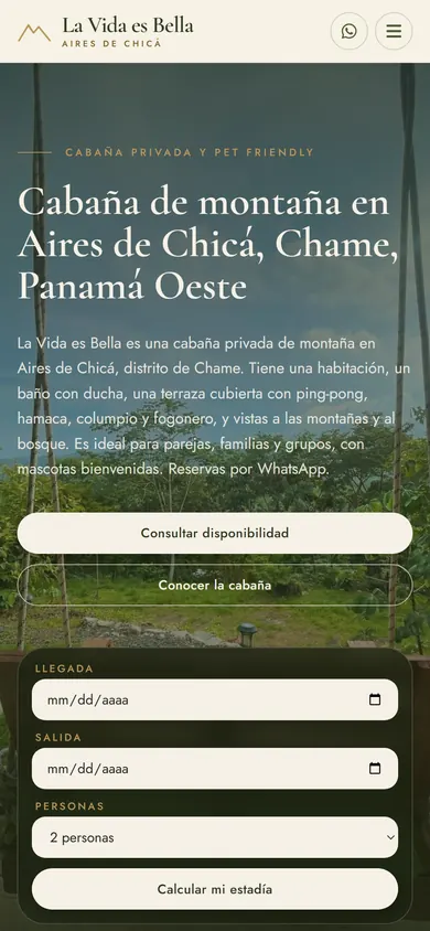 La web de La Vida es Bella en un celular