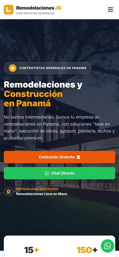 La web de Remodelaciones JG en un celular