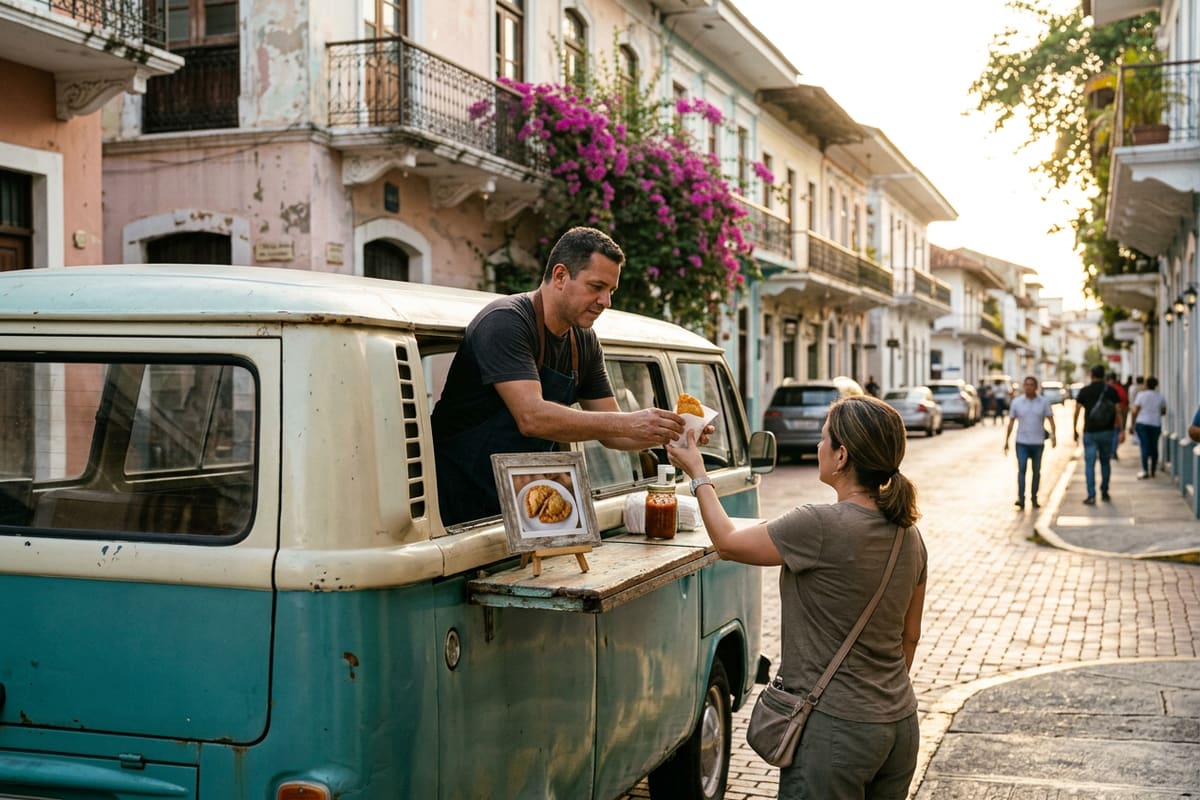 Dueño de un food truck en Casco Viejo atiende con una sola oferta, el tipo de negocio al que le basta una landing