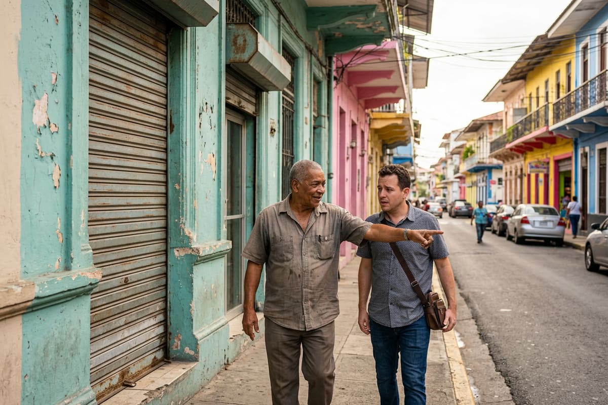 Dueño acompaña a un cliente del local viejo al nuevo, como una redirección que evita que el visitante se pierda