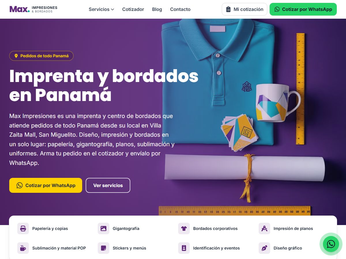 Sitio web de Max Impresiones