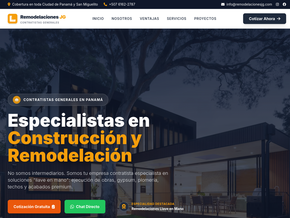 Sitio web de Remodelaciones JG
