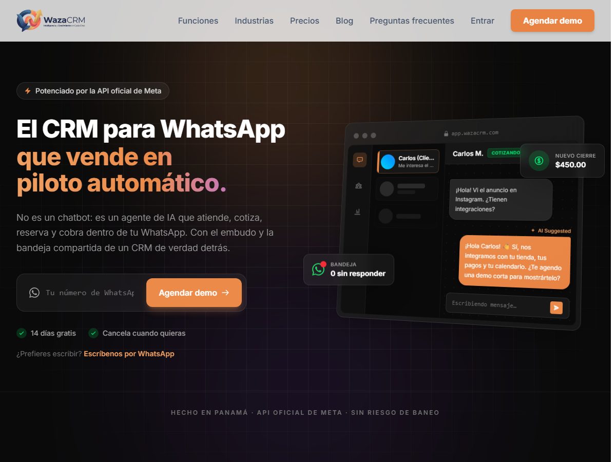Sitio web de WazaCRM